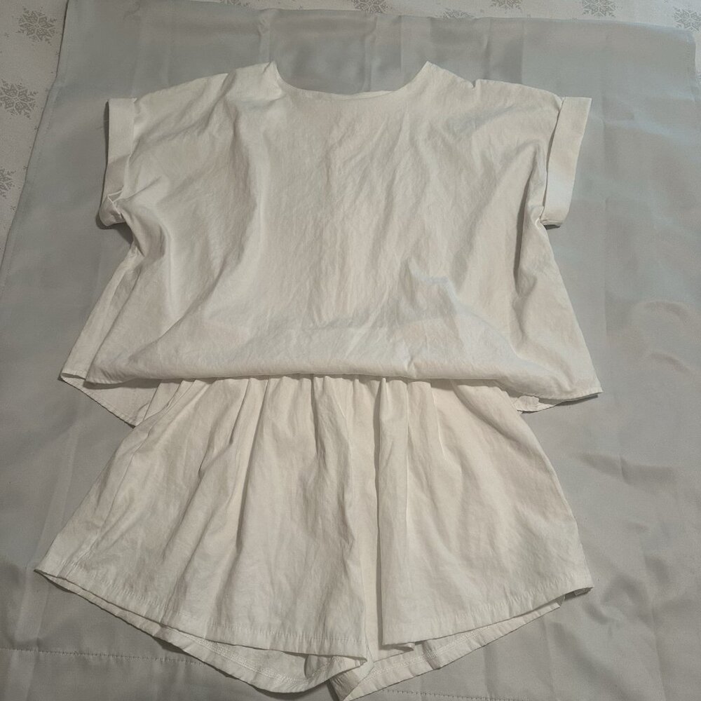 Buru Short/Shirt Set White Large Beach Vacation Casual